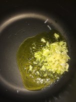 Add Olive oil and add garlic.