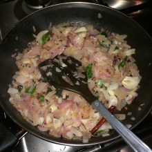 Saute the onions until they become translucent.