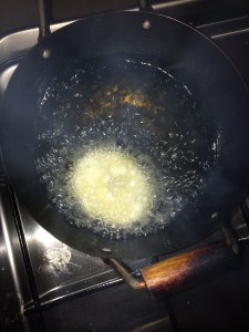 Now drop the vada in the hot oil.