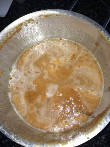 Time to boil the extracted pulp. This helps to increase the shelf life of the paste.