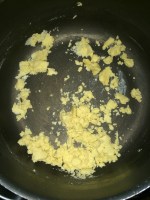 Let the flour cook in the butter and allow it to attain a sandy consistency.