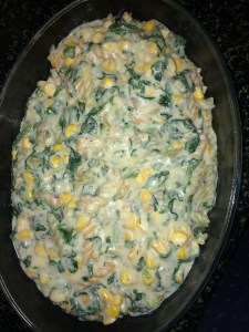 Transfer the contents to the greased dish.