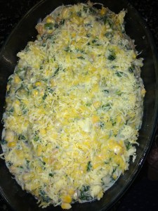 Spread the cheese on top.