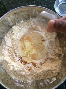 Add oil to the mixture.