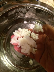 Now just crumble the idli's using your fingers and put them in a vessel.