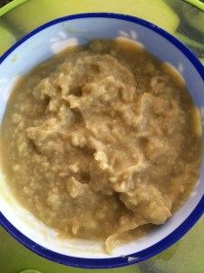 Mash the Yam/Karunai Kilangu with your hands and not in a blender. Add required amount of water and mash them.