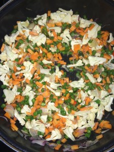 Now add the chopped cauliflower.