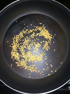 Dry roast the methi seeds and allow it to cool before grinding.