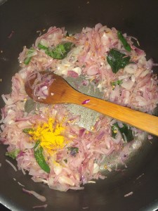 After a while add turmeric.