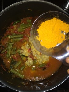 Check the taste and add sambar powder accordingly.