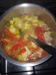 Add the turmeric powder also at this stage.