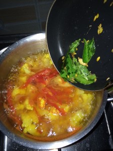 add the tempered mixture to the soup and give it a quick boil.