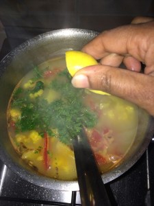 Add lime juice and switch off the stove.