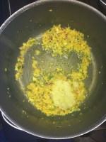 Add Ginger Garlic paste. Cook till the raw smell goes.