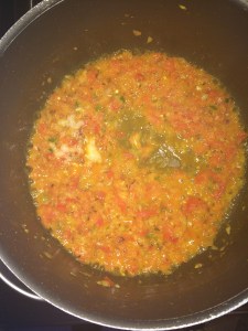 Add salt and allow it to become mushy.