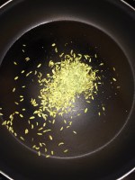 Take a pan and dry roast the fennel.