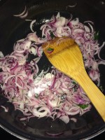 Add onion and salt and allow it to cook until translucent.
