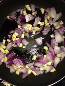 Add the chopped onion and garlic and saute for few mins.