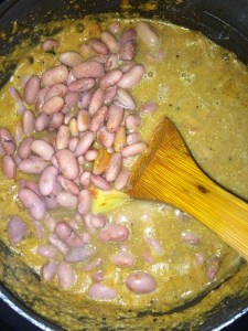 Now add the cooked butter beans along with its water.