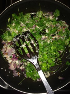 Mix everything and allow the mixture to cool.