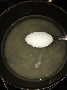 Take enough water in a vessel and allow it to come to a boil. Then add the rice and add salt to taste.