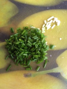 Chop the spring onions.