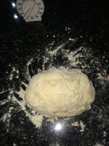 Set an alarm for seven mins. and start kneading the dough using your palm.