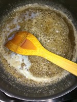 Cook the syrup until it forms a single thread consistency. Almost 3 to 4 mins after the sugar dissolves. It might differ with lot of parameters so keep an eye.