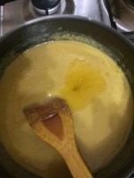After a minute add the remaining ghee little by little.