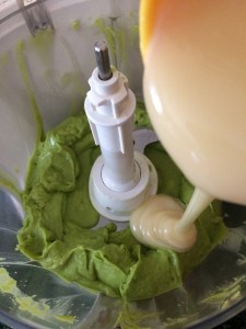 Blend the avocado until smooth and then add the condensed milk.