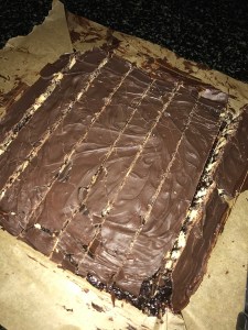 cut them into squares using a hot knife.