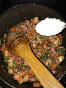 After sauteing a minute add salt.