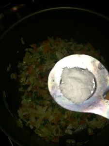 Add salt at this stage. Make sure you add the salt only as much required for the vegetables. Not more than that.