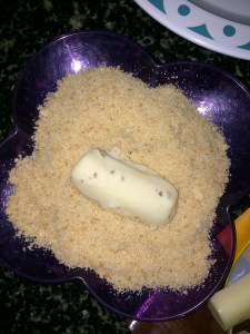 Then dip them in the bread crumbs to coat evenly.