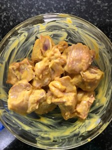 Mix the marinade and set the chicken aside for atleast half an hour. 