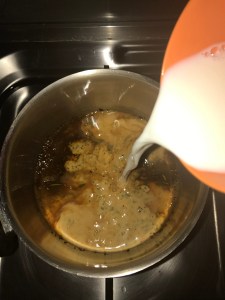 Now add the milk and brew the tea in medium flame.