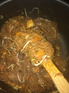 Mee Hoon Goreng/Rice Vermicelli Stir Fry is ready to eb served.